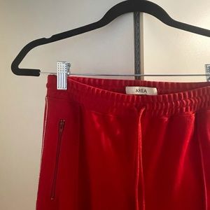 Area red trouser with crystal embellishing.